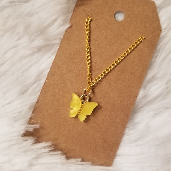 Yellow Butterfly Necklace - Picture 2 of 7